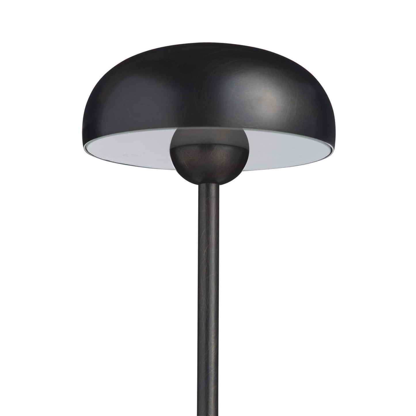 Black table lamp with marble base on a white background