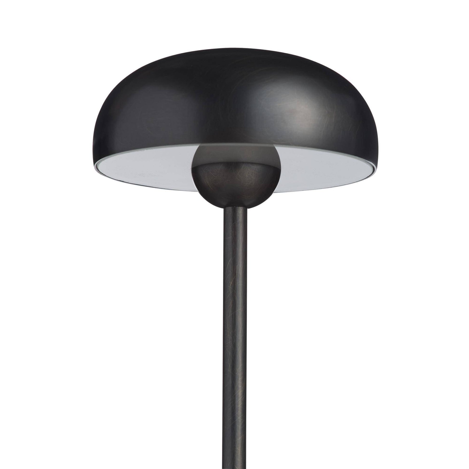 Black table lamp with marble base on a white background
