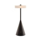 Modern black table lamp with a white shade on a white background