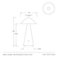 Technical drawing of a Paco7 Chanell rechargeable accent lamp with dimensions.