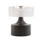 A modern table lamp with a matte black cylindrical base and a frosted white cylindrical shade, shown against a plain white background.