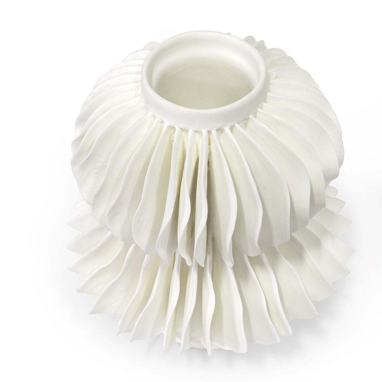 White synthetic hair replacement product on a white background