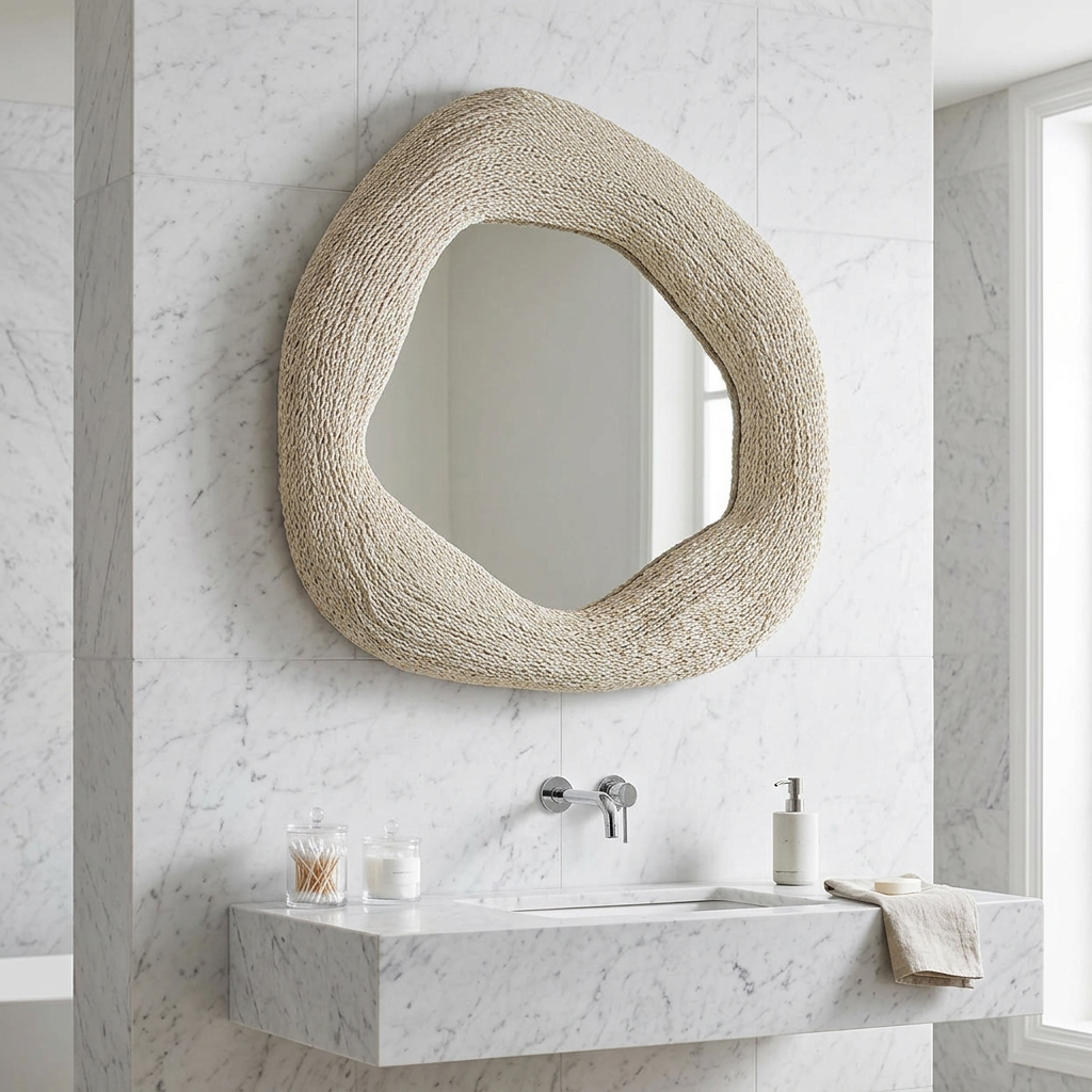Jaden Mirror Small Whitewash Rope
