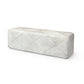 Rectangular quilted ottoman with a white and gray pattern on a white background
