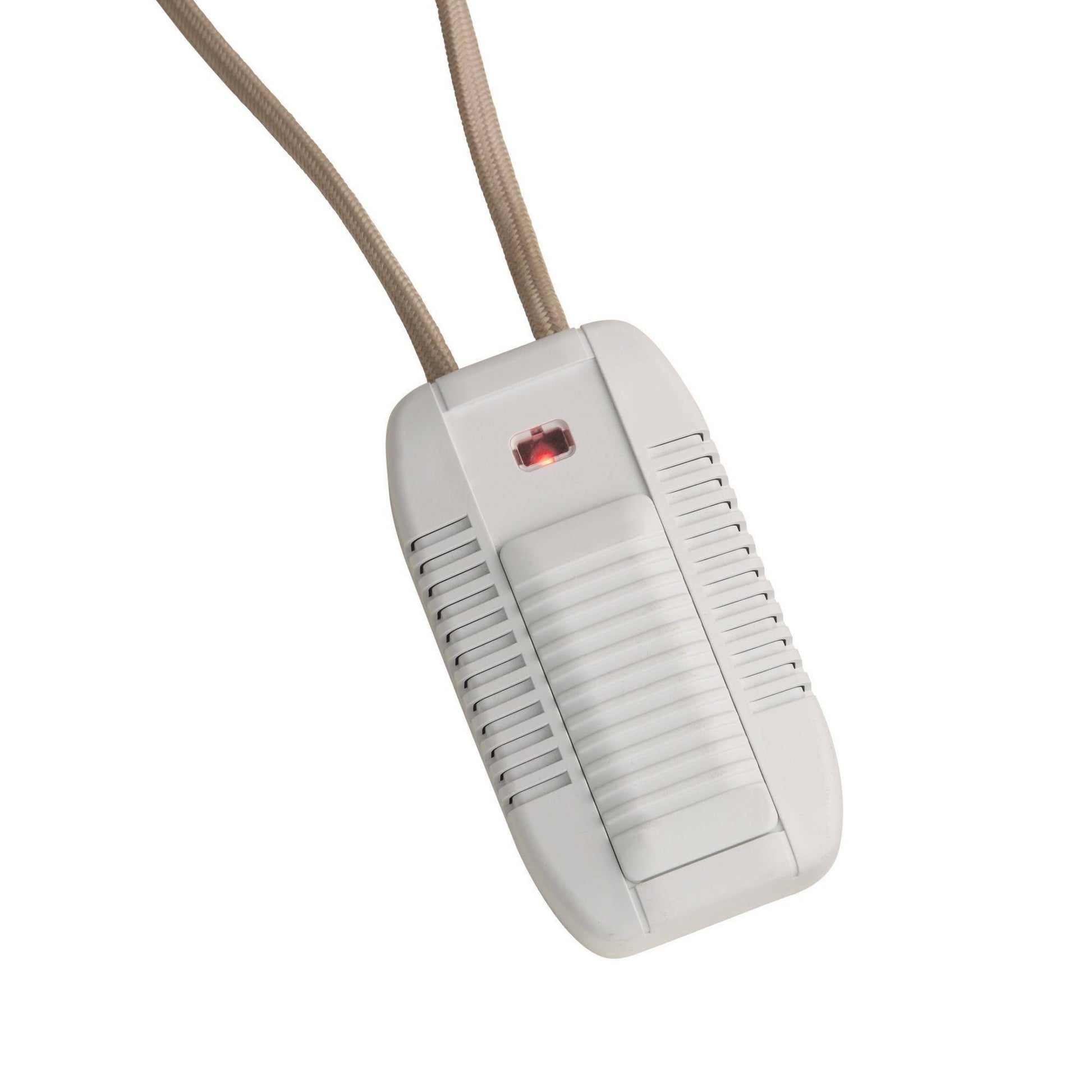 White electronic device with a cable on a white background