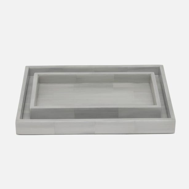 Arles Tray Set Light Gray Faux Horn