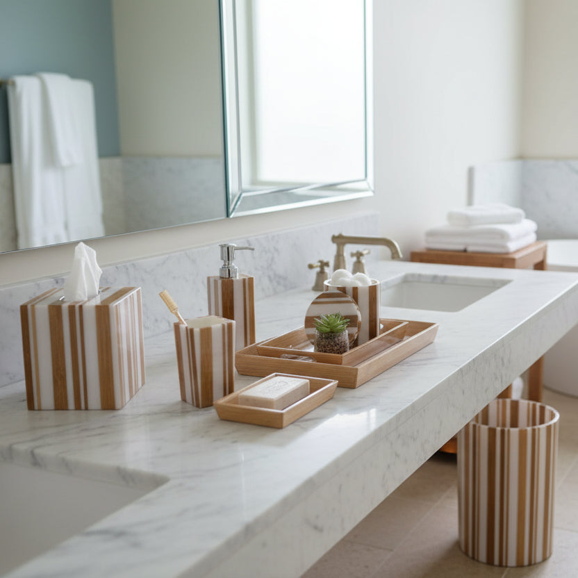 Ashford Bath Collection By Pigeon and Poodle Styled in a bathroom