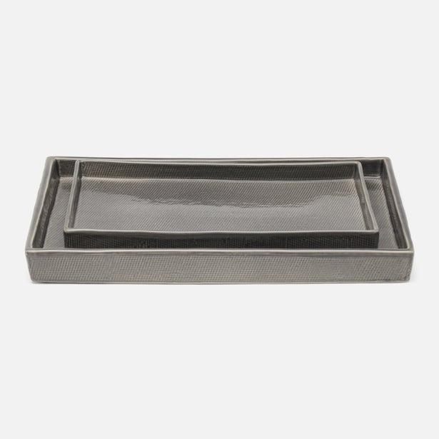 Pigeon and Poodle Cordoba Tray Set Gray Burlap Ceramic – CLAYTON GRAY HOME