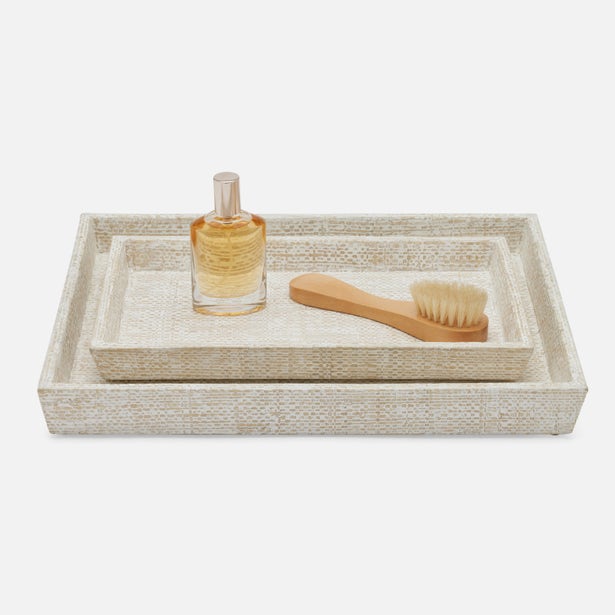Ghent Tray Set Whitewashed Bagor Grass
