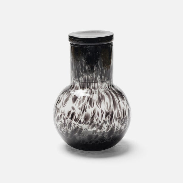 Lausanne Glass Carafe Black Leopard Hand Blown Glass