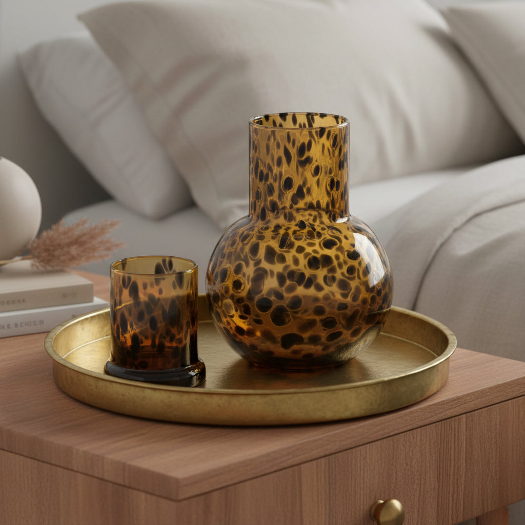 Lausanne Glass Carafe Tortoise Shell Hand Blown Glass
