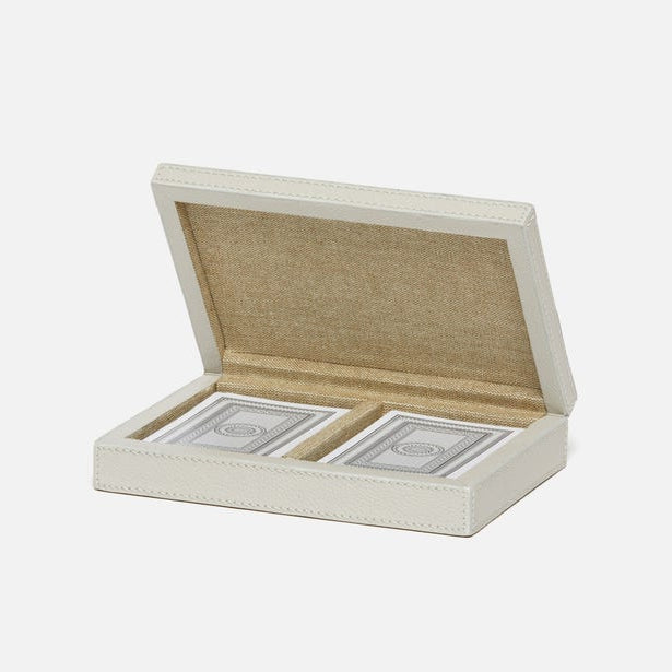 Open card box with two compartments on a white background