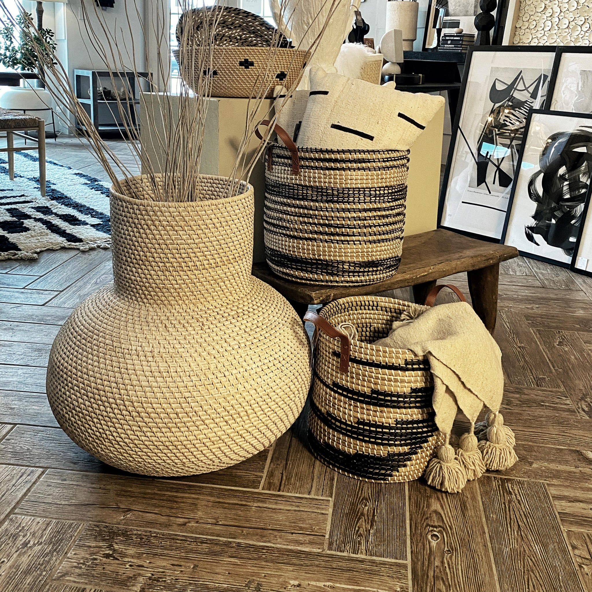 Pigeon and Poodle Olinda Baskets Black and Natural Seagrass – CLAYTON ...