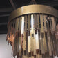 Douglas Chandelier Aged Brass Metal Strips