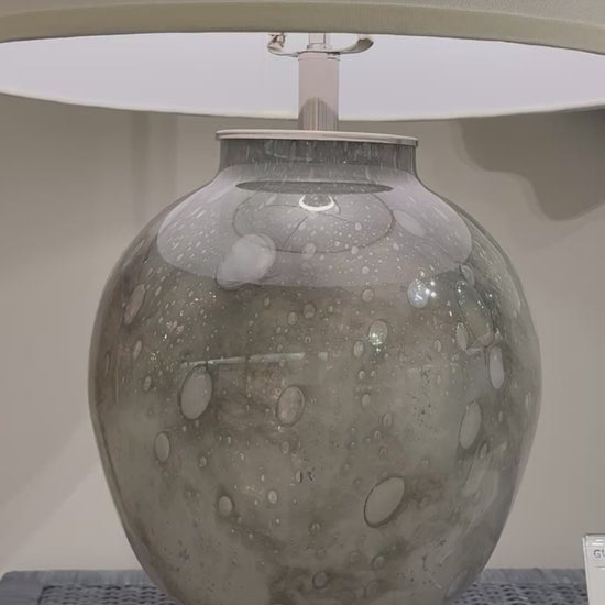 gusta table lamp gray hand blown glass