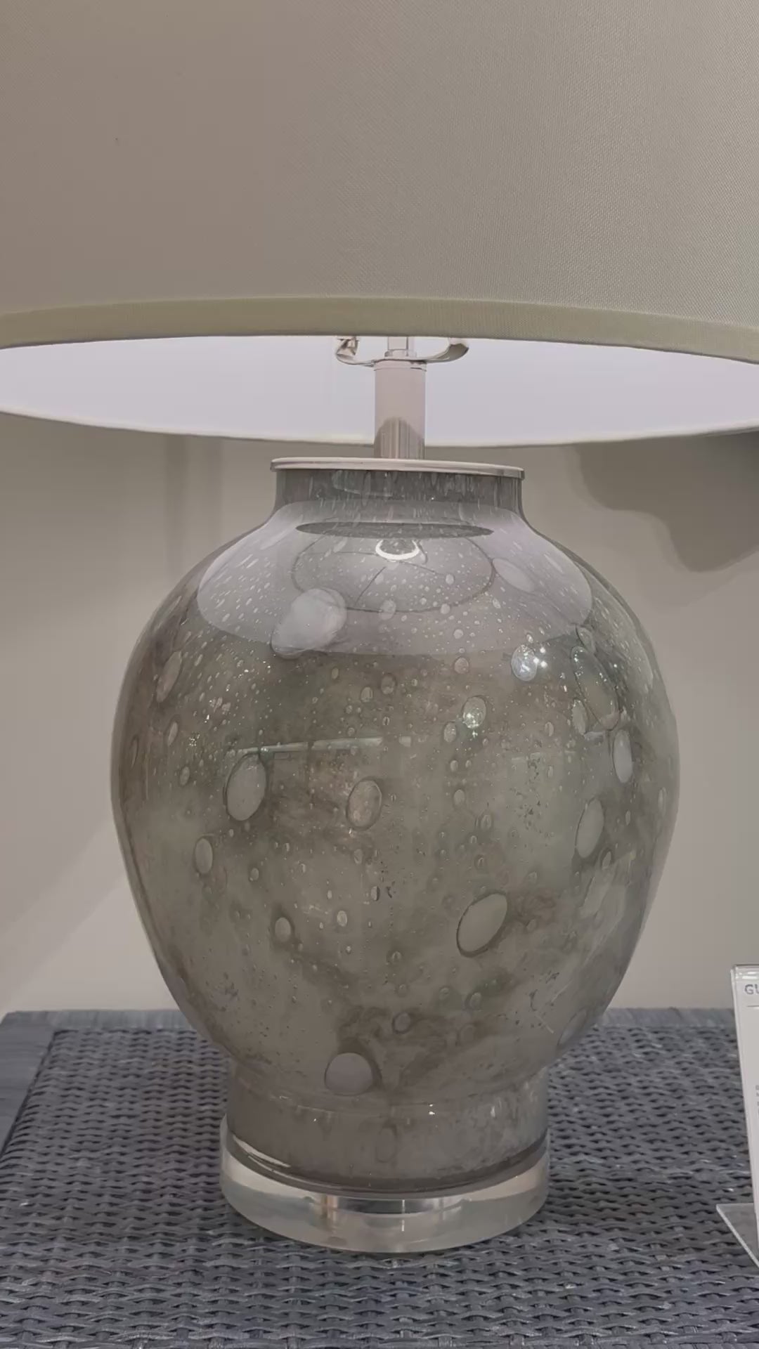 gusta table lamp gray hand blown glass