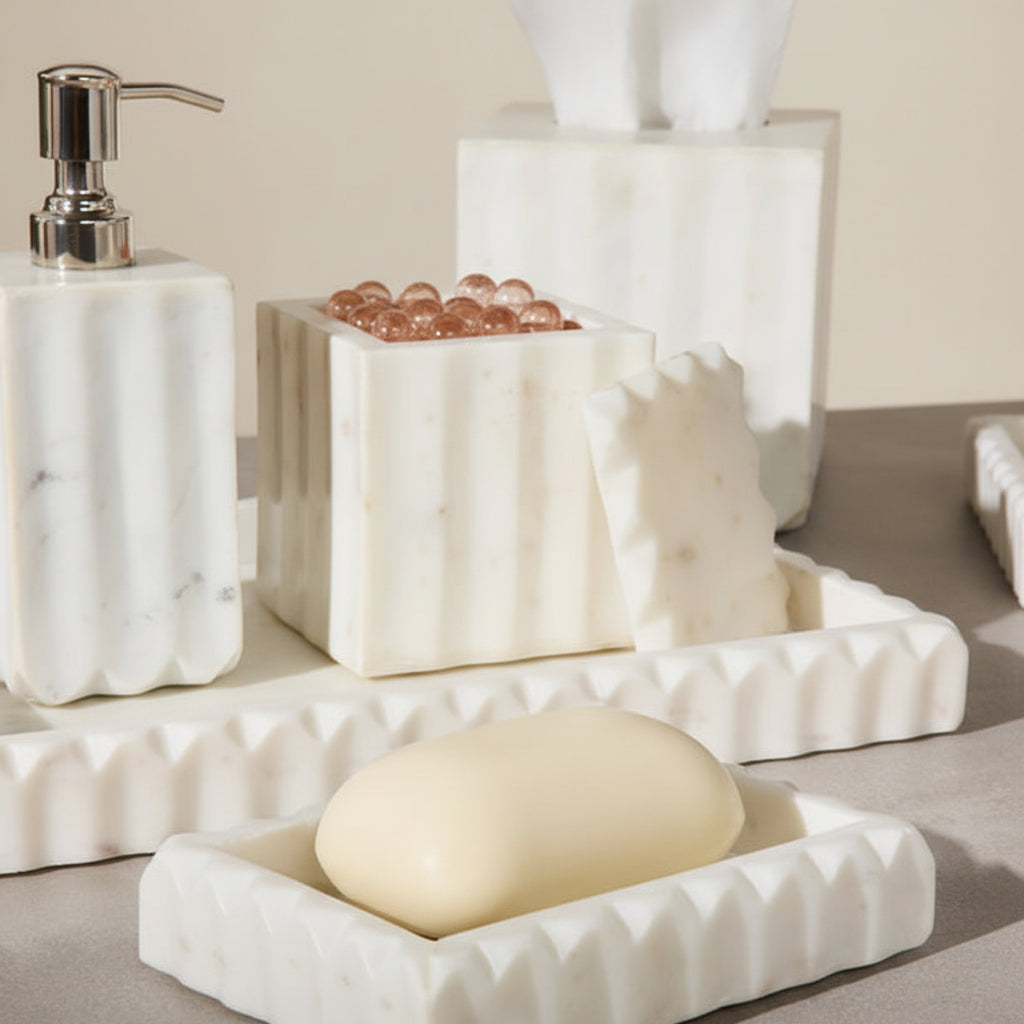 Proviso Tray Set White Marble