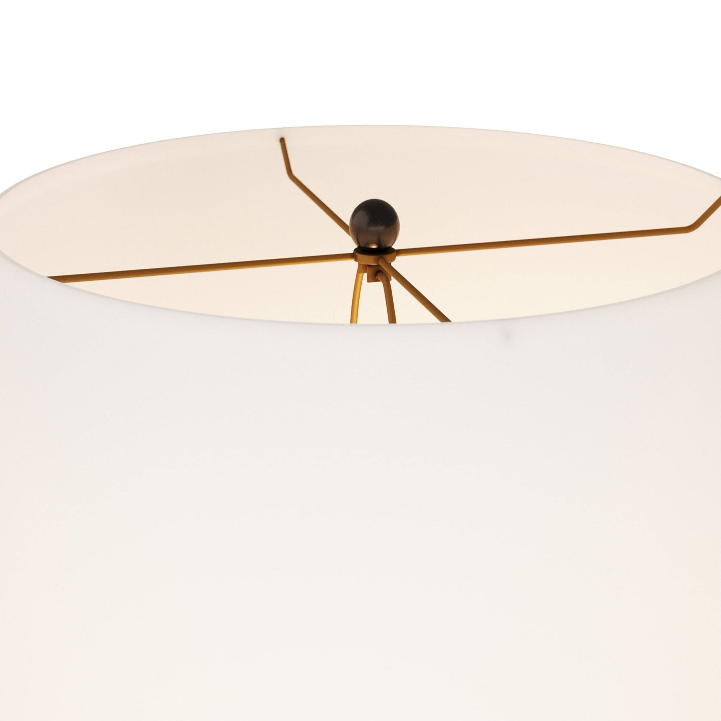 Ceiling light fixture with gold arms on a white background