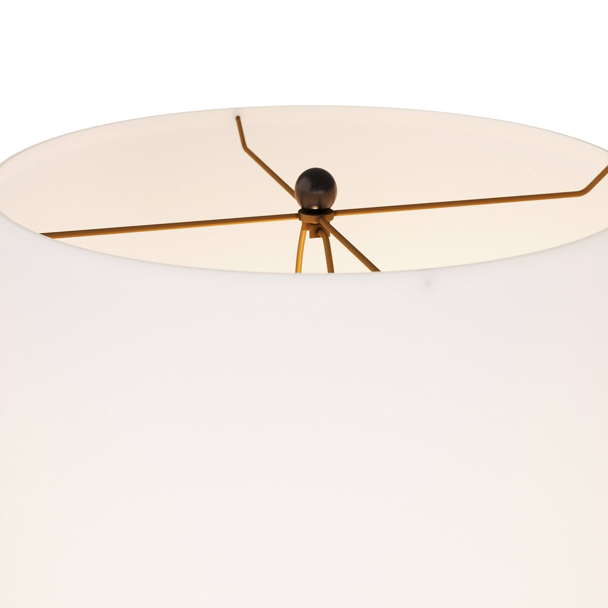 Ceiling light fixture with gold arms on a white background