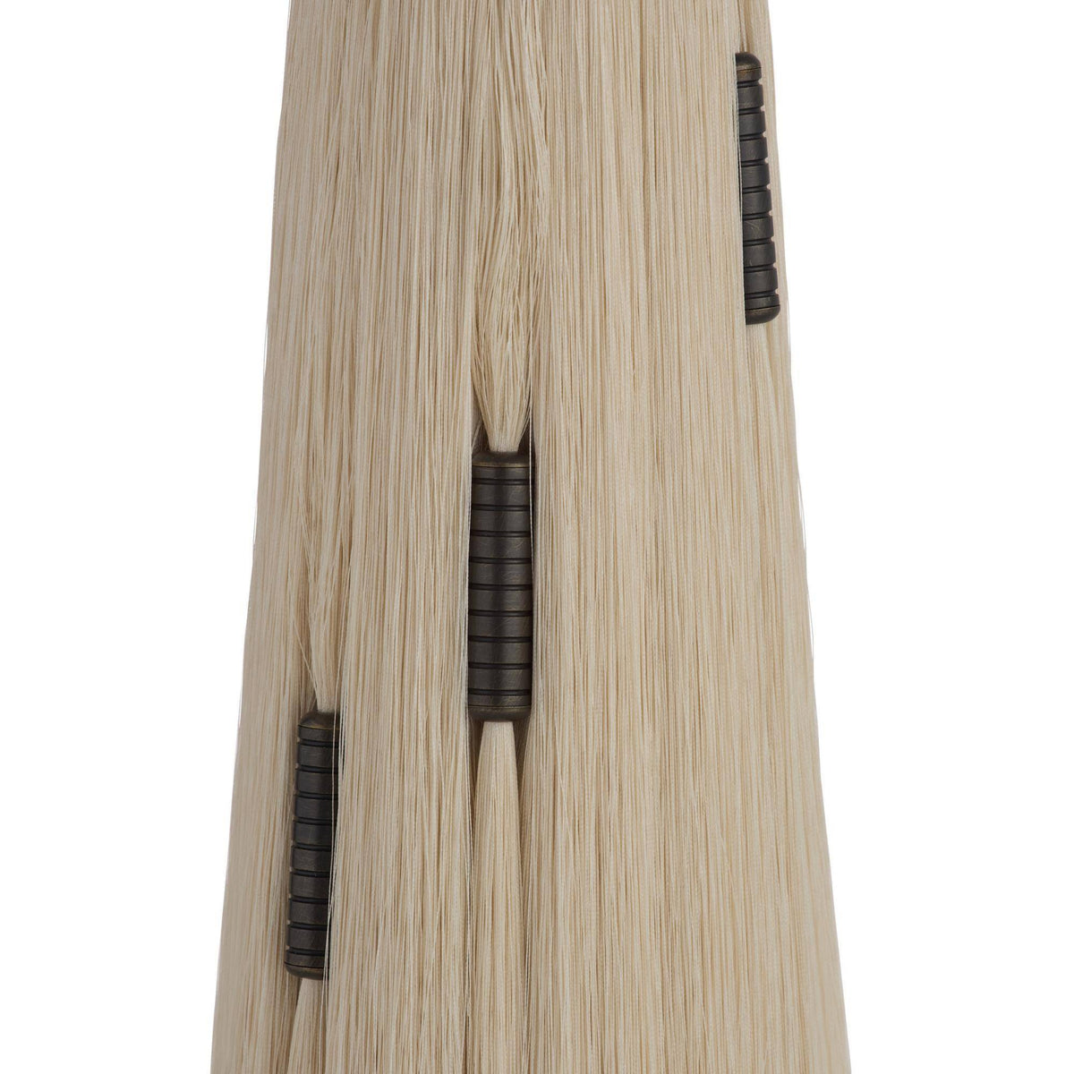 ivory fringe table lamp detail on a white background