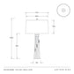 Technical drawing of a table lamp with dimensions and Arteriors branding.