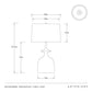 Technical drawing of a table lamp with dimensions and Arteriors branding.