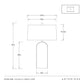 Technical drawing of a Cavallo table lamp with dimensions on a white background
