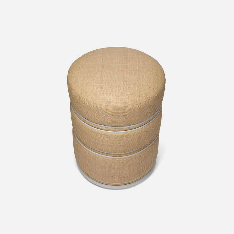 Quinn Stool Natural and White Leather