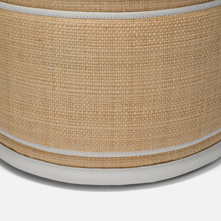 Quinn Stool Natural and White Leather
