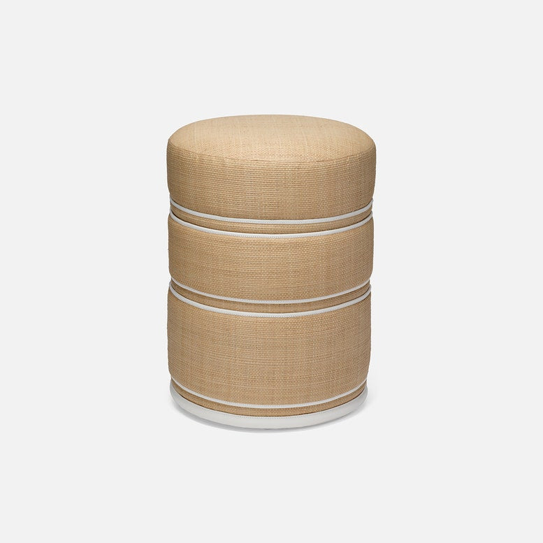 Quinn Stool Natural and White Leather