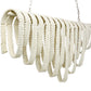 White beaded chandelier with a beige ribbon on a white background