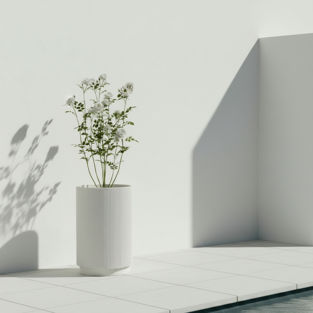 Ridge Large Ivory Terrazzo Planter