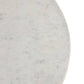 Round marble tray with a light gray and white pattern on a white background