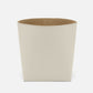 Beige trash can with a brown interior on a white background