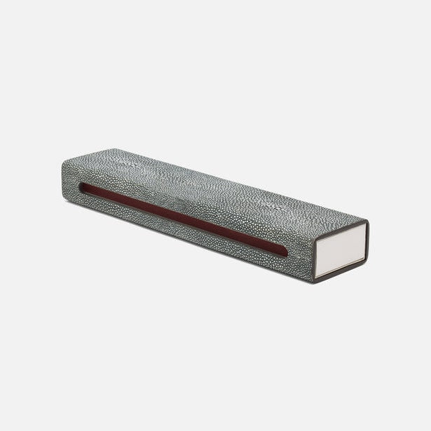 Rectangular electronic device with textured surface and red accent on a white background