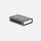 Rectangular box with textured surface and red interior on a white background