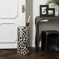 Yuba Umbrella Stand White and Burnt Gold