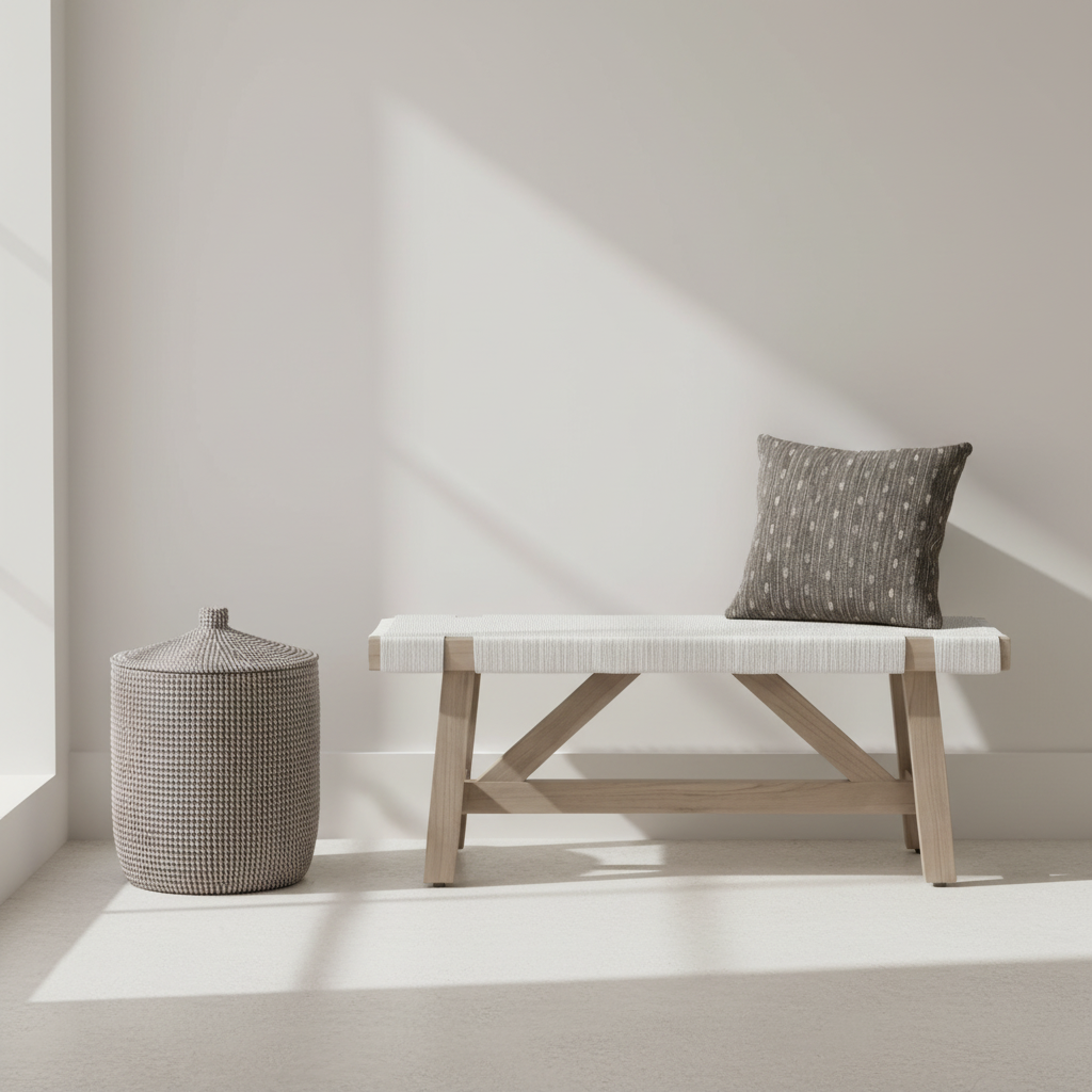 Wentworth Bench White Wicker