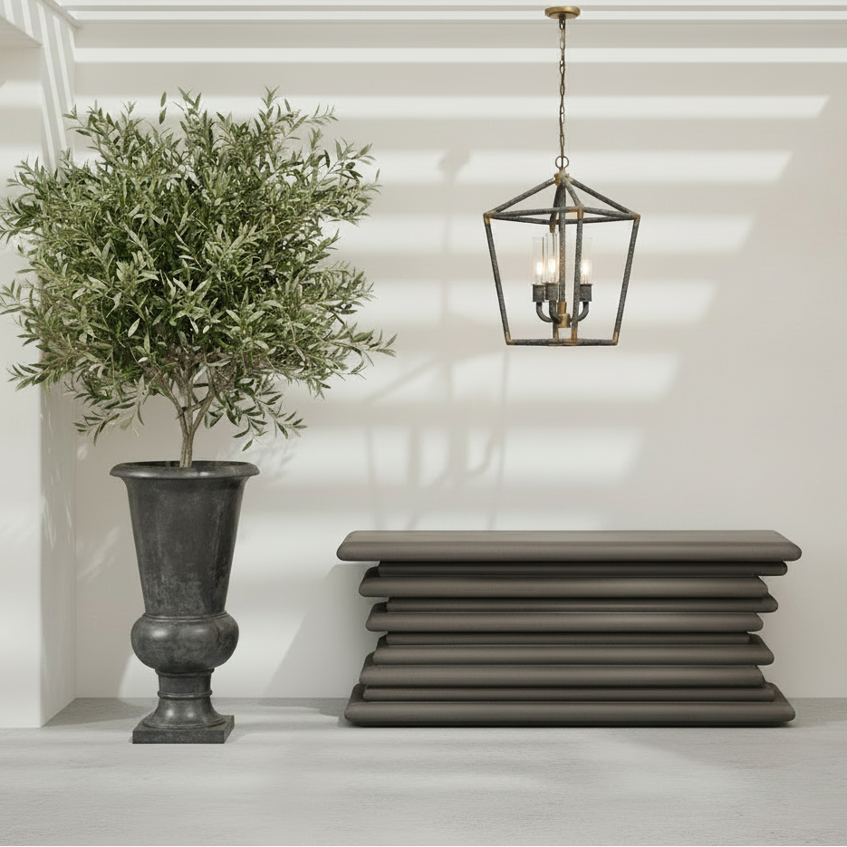 Dorsey Console Table Midnight Gray Stone