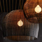 Woven pendant lights with a dark background