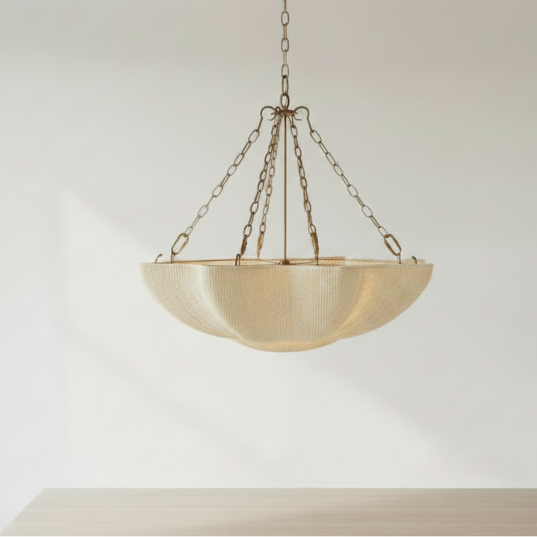 Tabitha Chandelier Natural Coco Beads and Gold Metal