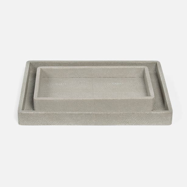Set of two gray textured trays on a white background
