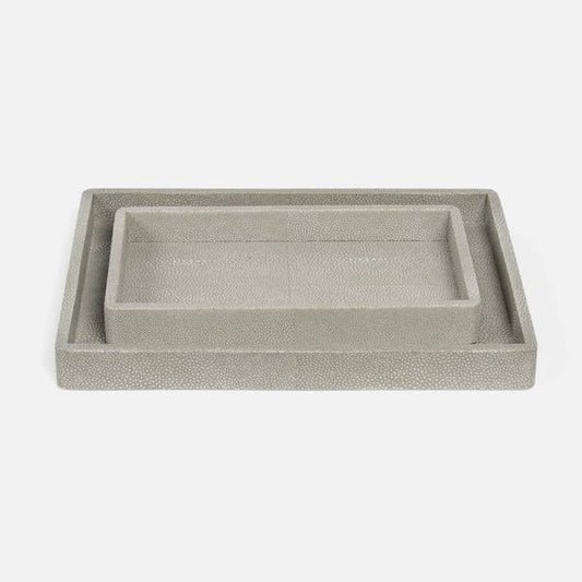 Set of two gray textured trays on a white background