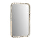 Rectangular mirror with a marble-like frame on a white background