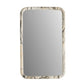 Rectangular mirror with a marbleized frame on a white background
