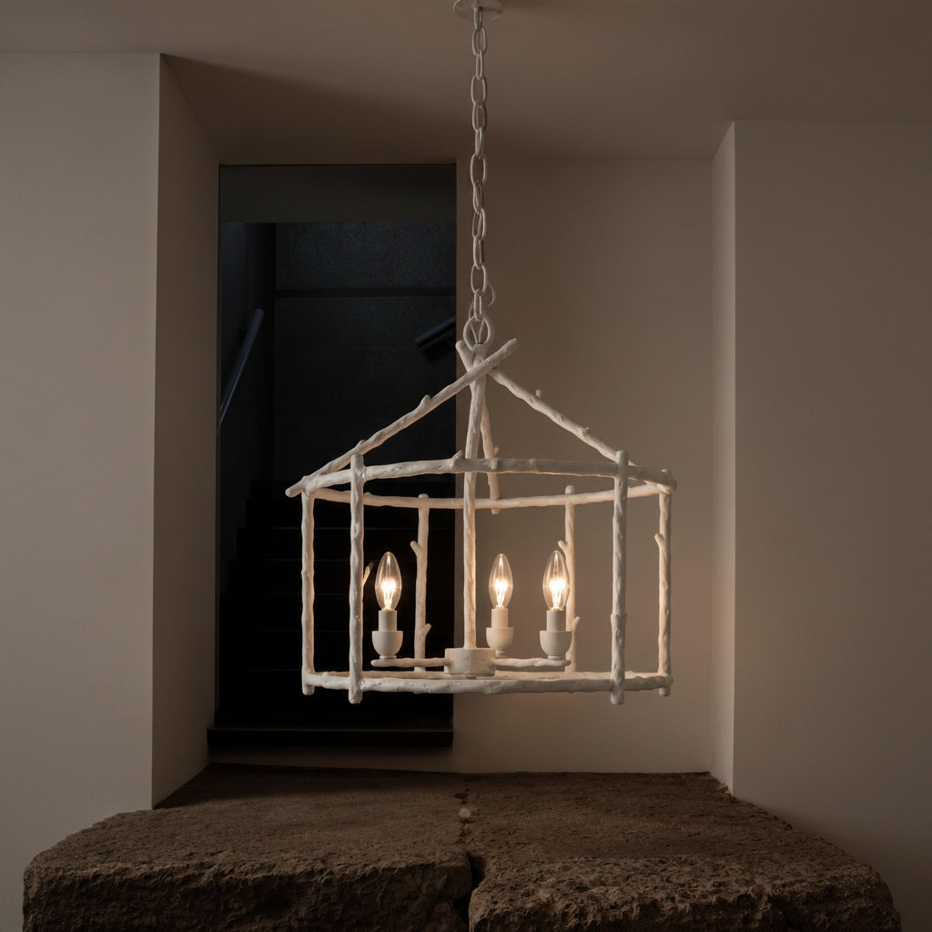 Trina Twig Pendant White Gesso