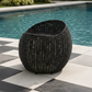 Outdoor Open Weave Wicker Swivel Stool Black