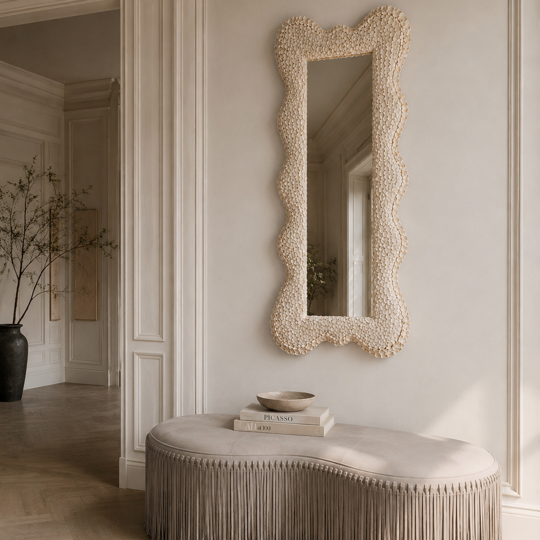 Isabella Mirror Tall Biege Shell