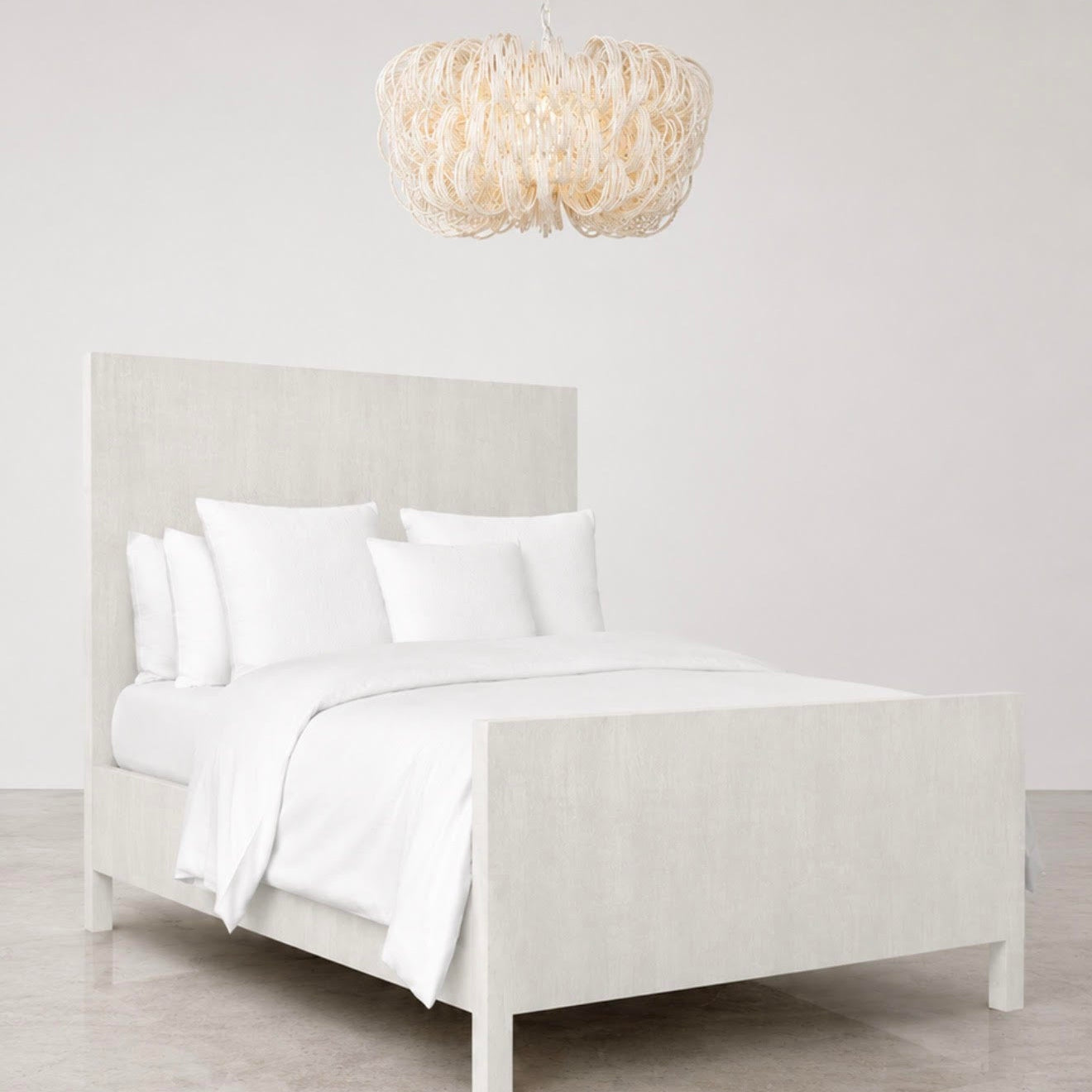 Sloane Bed Blanc Faux Shagreen