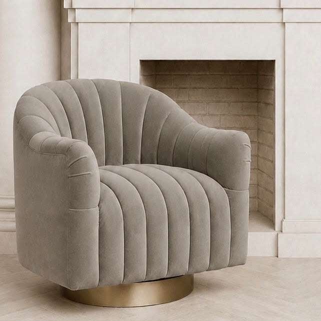 Springsteen Swivel Chair Flint Velvet Champagne